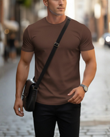 Fabian | Herren Rundhals T-Shirt Slim Fit Kurzarm in Braun