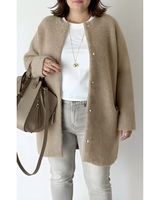 Fabienne | Damen Strickjacke für Große Größen mit Knöpfen vorne und Langarm in Khaki