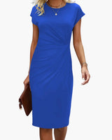 Fabrizia | Damen Rundhals Kurzarm Midi Kleid in Königsblau