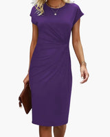 Fabrizia | Damen Rundhals Kurzarm Midi Kleid in Lila