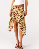 Damen Halbrock mit hoher Taille und asymmetrischem Schnitt in Leopardenmuster