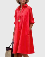 Oshadi - Elegantes Mini Kleid Mit Tasche in Rot