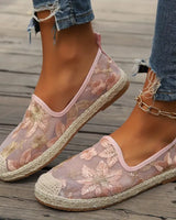 Nyssa | Lässige Espadrilles Spitze Mesh Slip-On flach in Rosa
