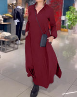 HELENA™ | LANGES WEITES KLEID MIT SEITLICHEN SCHLITZEN in ROT