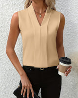 Romee | Weißes Ärmelloses Tanktop in Aprikose