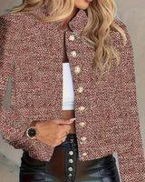Aruzhan - Eleganter Langarm Blazer Mit Knopfleiste in Hellrot