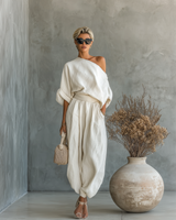 Odelise - Premium-Leinen-Zweiteiler in Off-White