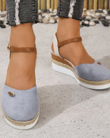 Damen Keilsandalen aus Canvas mit verstellbarem Espadrille-Riemen - Clara in Grau