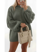 Felicia | Damen Rollkragenpullover für Große Größen im Oversize Stil mit Strick und Langarm in Grün