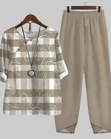 Felicitas | Damen Schmetterling Print Freizeitset in Khaki