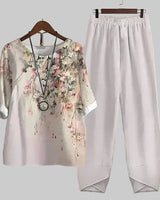 Felicitas | Damen Schmetterling Print Freizeitset in Weiß