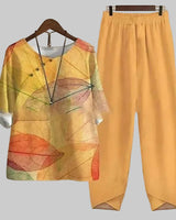 Felicitas | Damen Schmetterling Print Freizeitset in Orange