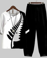 Felicitas | Damen Schmetterling Print Freizeitset in Schwarz