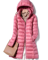 Felina | Damen Steppjacke mit Kapuze, Reißverschluss und langem Design in Rosa