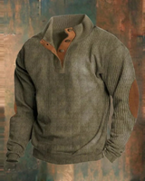 Felix | Herren Retro Pullover mit Knöpfen in Grün