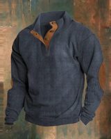 Felix | Herren Retro Pullover mit Knöpfen in Marineblau