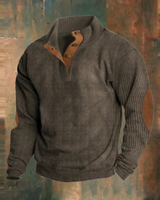 Felix | Herren Retro Pullover mit Knöpfen in Braun