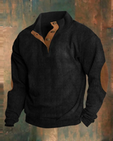 Felix | Herren Retro Pullover mit Knöpfen in Schwarz
