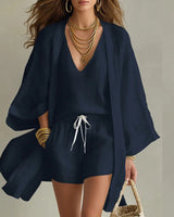 Felizitas | Damen V-Ausschnitt 3-teiliges Set in Marineblau