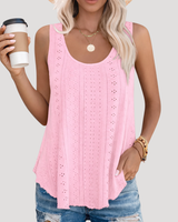 Fenna | Damen Ärmelloses Top mit Lochstickerei in Rosa