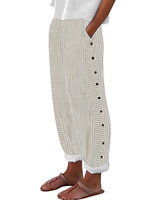 Yareli - Gestreifte Wide-Leg-Hose in Beige
