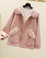 Damenmantel mit Fleece-Effekt im entspannten Winterstil - Mimiko in Rosa