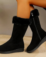 Neah - Warmer Langer Stiefel Mit Reißverschluss in Schwarz