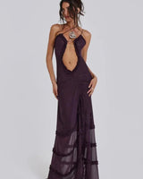 Figurbetontes Maxikleid Mit Cut-Out Und Beinschlitz in Lila