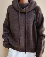 Fina | Damen Hoodie mit Strickmuster und Komfort in Braun