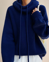 Fina | Damen Hoodie mit Strickmuster und Komfort in Blau
