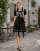 Fiona | Damen Kariertes Oktoberfest Dirndl mit Karomuster in Schwarz