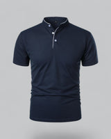 Fionn | Herren Poloshirt mit Stehkragen Kurzarm in Marineblau