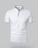 Fionn | Herren Poloshirt mit Stehkragen Kurzarm in Weiß