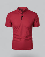 Fionn | Herren Poloshirt mit Stehkragen Kurzarm in Dunkelrot