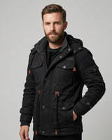 Fleecejacke Herren Mit Kapuze in Schwarz