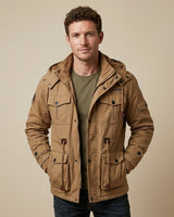 Fleecejacke Herren Mit Kapuze in Khaki