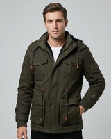 Fleecejacke Herren Mit Kapuze in Armeegrün