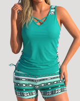 Floriana | Damen Tankini Set mit Shorts in Türkis