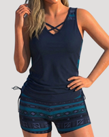 Floriana | Damen Tankini Set mit Shorts in Dunkelblau