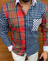 Floriano | Herren Langarm Hemd mit Blumenmuster in Dunkelblau