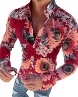 Floriano | Herren Langarm Hemd mit Blumenmuster in Rot