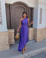 Paloma | Einschulter Asymmetrisch Midi Hochzeitsgastkleid in Lila