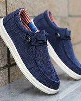 Sebastian | Flache Sohle Elastische Schnürung Loafer in Marineblau