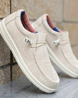 Sebastian | Flache Sohle Elastische Schnürung Loafer in Beige