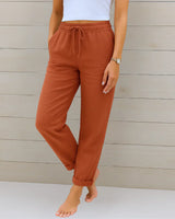 Ellaine | Damen Leinen Stretchhose Elegant Komfort Sommer in Orange