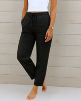 Ellaine | Damen Leinen Stretchhose Elegant Komfort Sommer in Schwarz