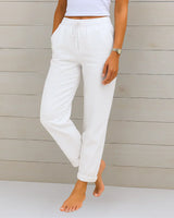 Ellaine | Damen Leinen Stretchhose Elegant Komfort Sommer in Weiß