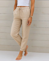 Ellaine | Damen Leinen Stretchhose Elegant Komfort Sommer in Creme