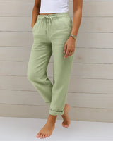 Ellaine | Damen Leinen Stretchhose Elegant Komfort Sommer in Grün