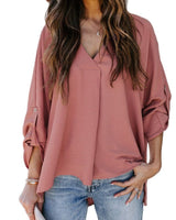 Franka | Damen Schlupfbluse V-Ausschnitt lockere Passform in Rosa